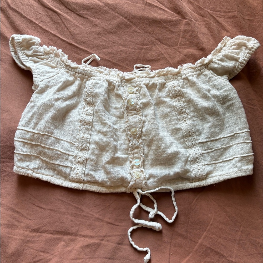 Urban Outfitters Cream Ruffled Top